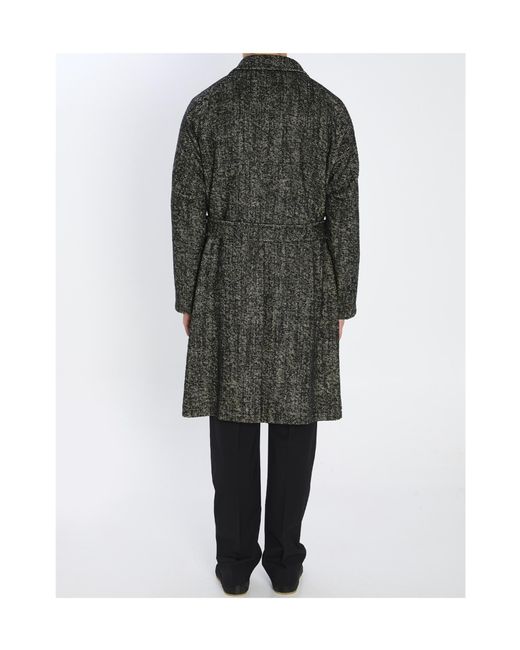 Tagliatore Green Salomon Diagonal-Pattern Midi Coat for men