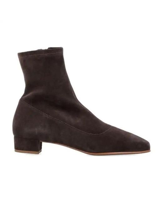 By Far Brown Suede Zip Ankle Boots