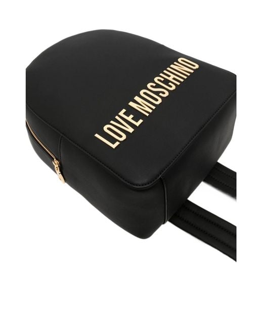 Moschino Black Love Logo Lettering Zipped Backpack