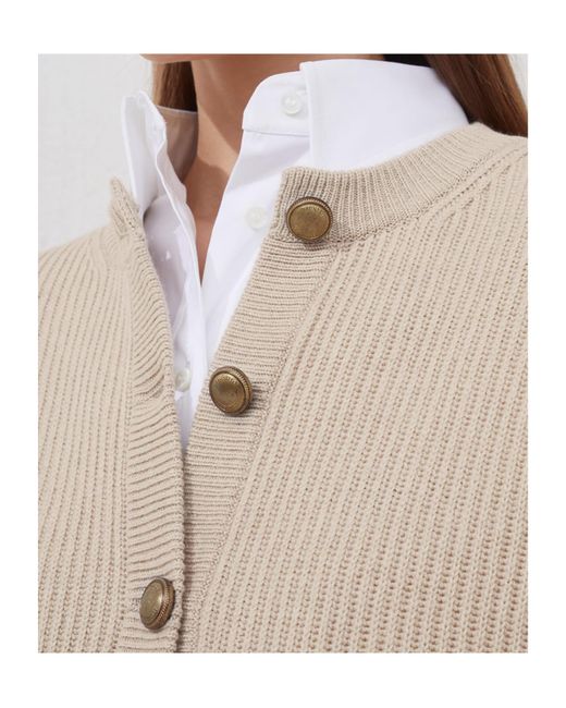 Brunello Cucinelli Blue Crewneck Knitted Cardigan