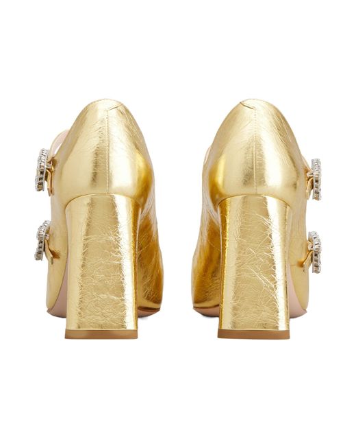 Roger Vivier Natural Mini Très Vivier Babies Diamond-Button Heels