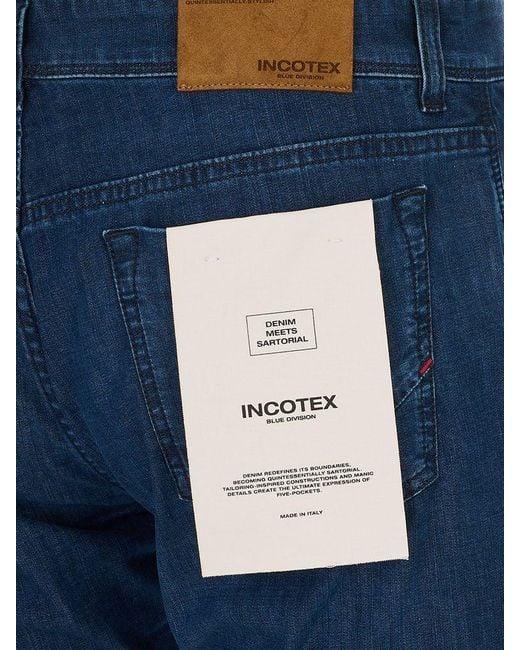 Incotex Blue Division Logo Patch Jeans for men