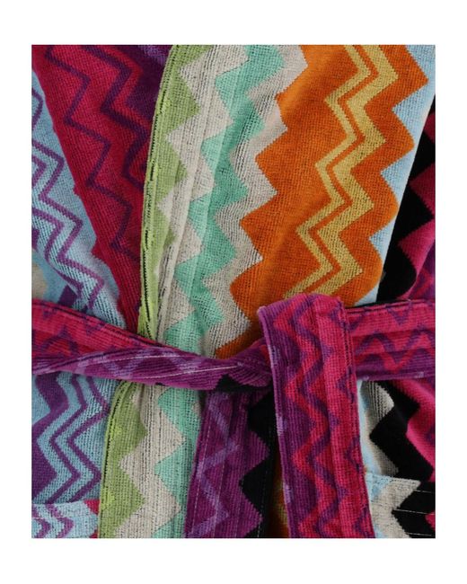 Missoni Red Zigzag Belted Bath Robe for men