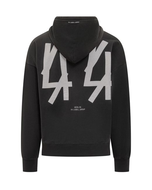 44 Label Group Black Logo-Print Hoodie for men
