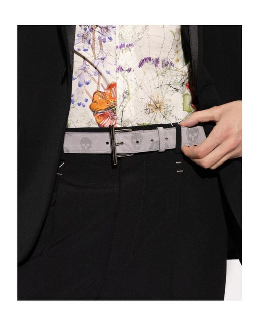 McQueen White Skull Jacquard Buckle Belt for men