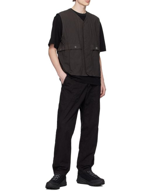 Stone Island Black Logo Patch Straight-Leg Pants for men