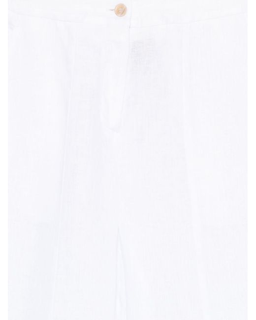 Semicouture White Kym Linen Trousers