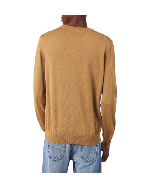 Fendi Brown Khaki Crew-Neck Long-Sleeve Knit Sweater for men