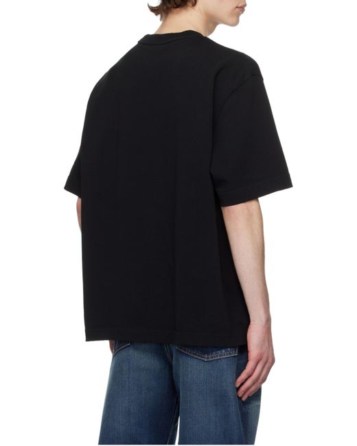 Maison Kitsuné Black Maison Kitsuné Logo-Embroidered Crewneck T-Shirt for men