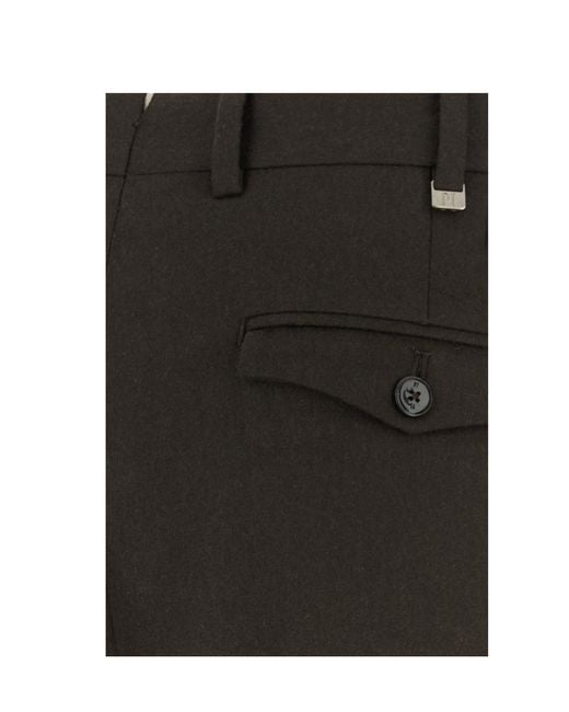 Pt Pantaloni Black Casual Trousers With Belt Loops for men