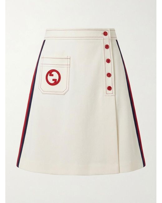 Gucci White Interlocking G A-Line Skirt