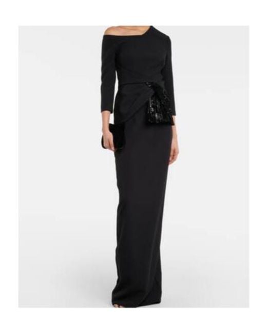 Safiyaa Black Sequined Asymmetric Crêpe Top