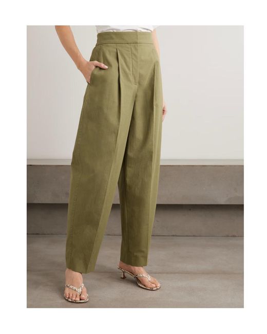 Joseph Green Paver Pleated Cotton Tapered Pants