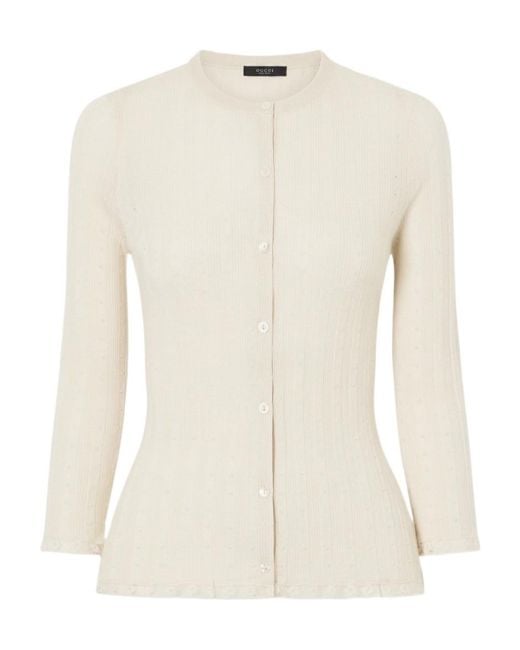 Gucci White Crew Neck Cardigan