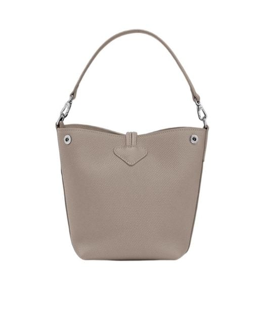 Longchamp Gray Le Roseau Essential Xs Bucket Bag