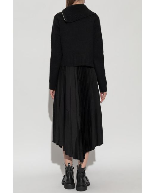 AllSaints Black Jax Two-Piece Pleated Dress