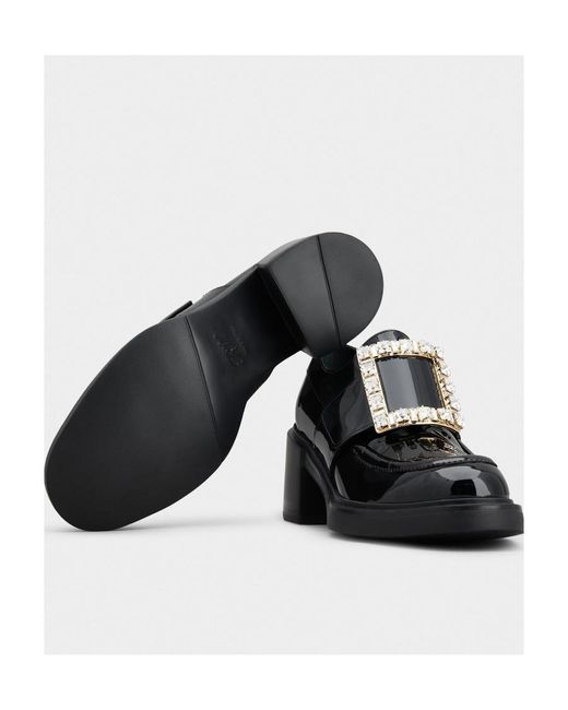 Roger Vivier Black Viv' Rangers Rhinestone Buckle Loafers