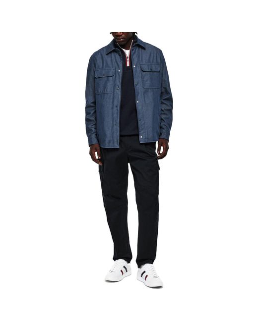 Moncler Blue Denim Button-Down Overshirt for men