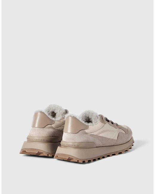 Brunello Cucinelli Gray Monili Detailed Low-Top Sneakers