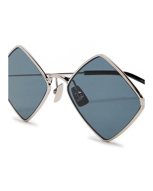 Saint Laurent White Lisa Hexagon-Frame Sunglasses