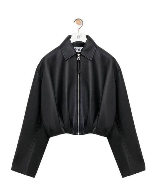 Loewe Black Draped Leather Jacket