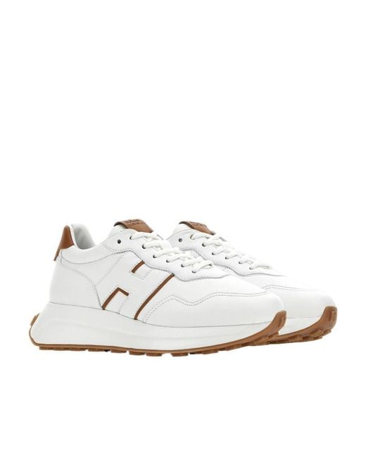 Hogan White H641 Lace-Up Sneakers