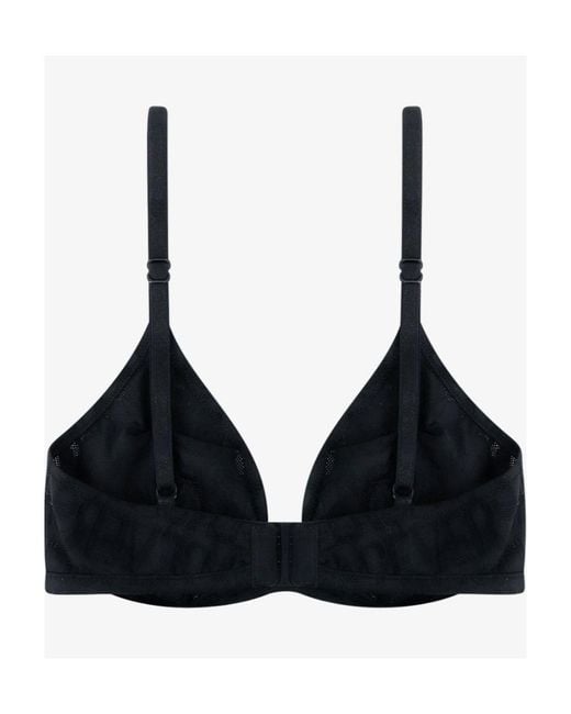 Versace Black Allover Logo Mesh Stretched Triangle Bra