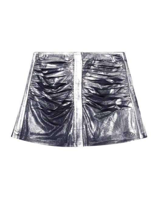 DIESEL Blue Metallic Jersey Mini Skirt