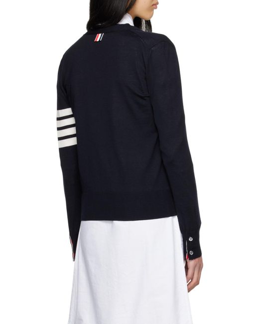 Thom Browne Black 4 Bar V-Neck Cardigan