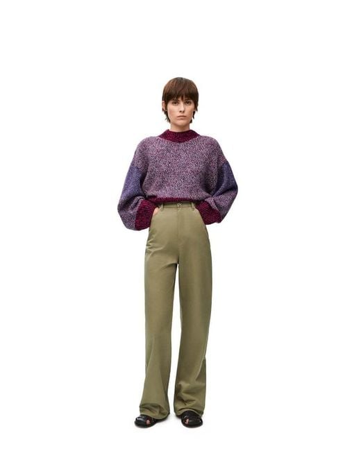 Loewe Purple Balloon Sleeved Crewneck Cropped Jumper