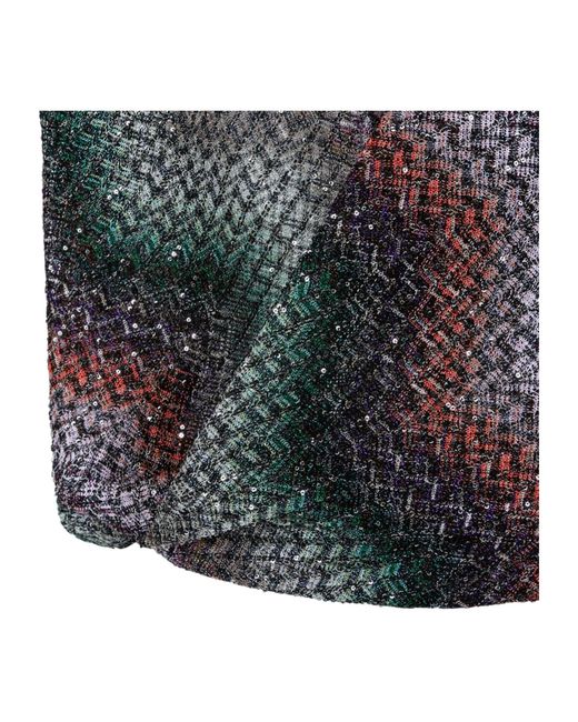 Missoni Blue Sequin-Embellished Zigzag Top