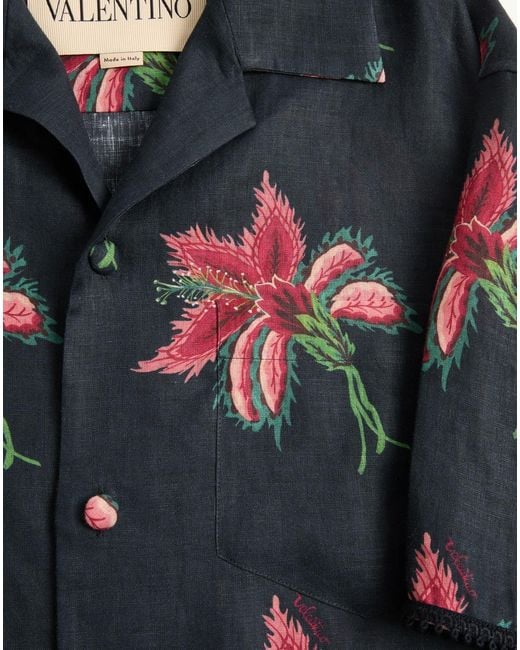 Valentino Multicolor Floral Printed Bowling Shirt for men