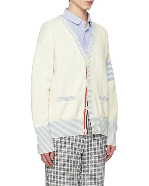 Thom Browne White Hector Intarsia Cardigan for men