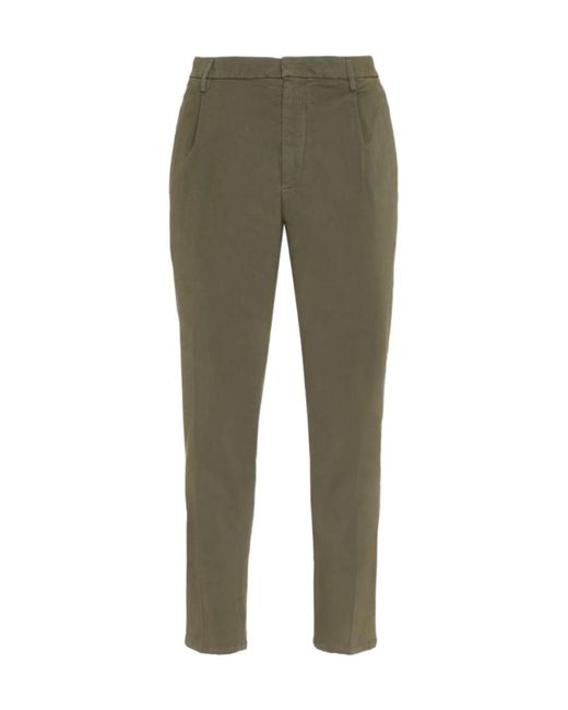Dondup Green Pleat Detailed Regular-Cut Chinos for men