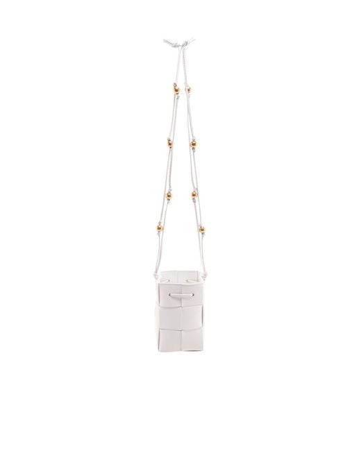Bottega Veneta White Intreccio Bucket Bag