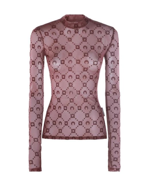MARINE SERRE Purple Second Skin Semi-Sheer Top