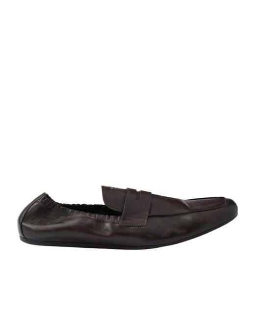 Prada Black Shuffle Antiqued Leather Loafers for men