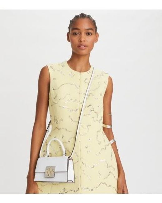 Tory Burch White Bon Bon Logo Plaque Mini Top Handle Bag