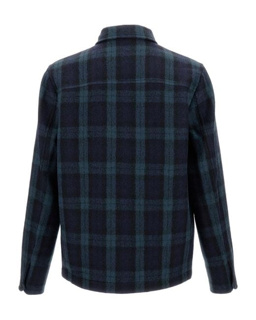 Paul Smith Blue Ps Checked Shirt Jacket for men