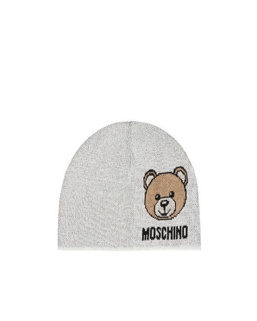 Moschino White Teddy Bear Beanie