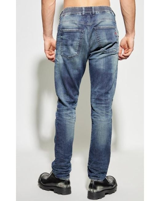 DIESEL Blue Krooley Drawstring-Waist Distressed Jeans for men
