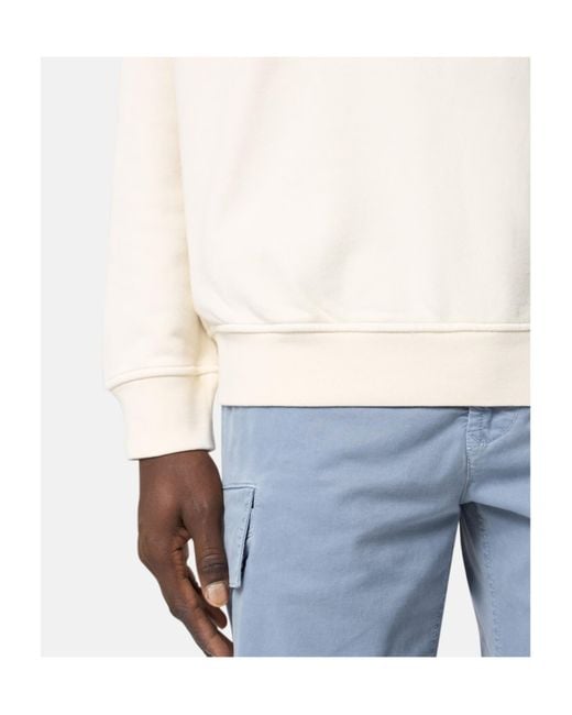 Stone Island White Logo Printed Crewneck Sweatshirt for men