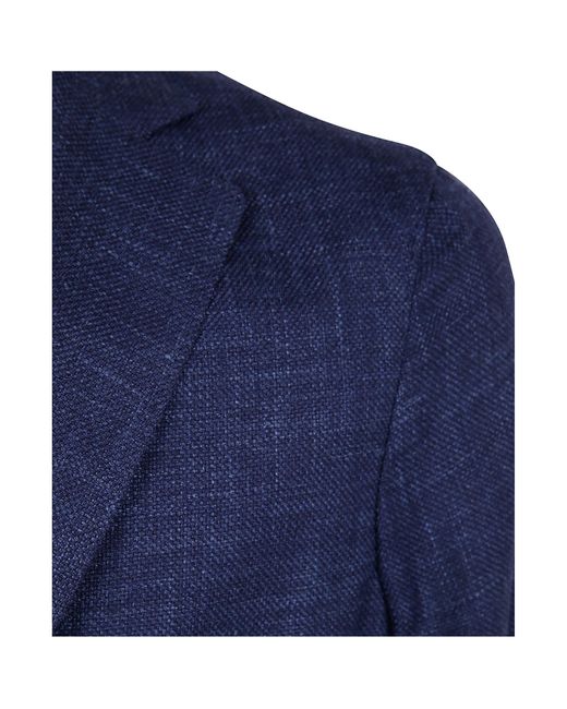 Barba Napoli Blue Single Breasted Blazer for men