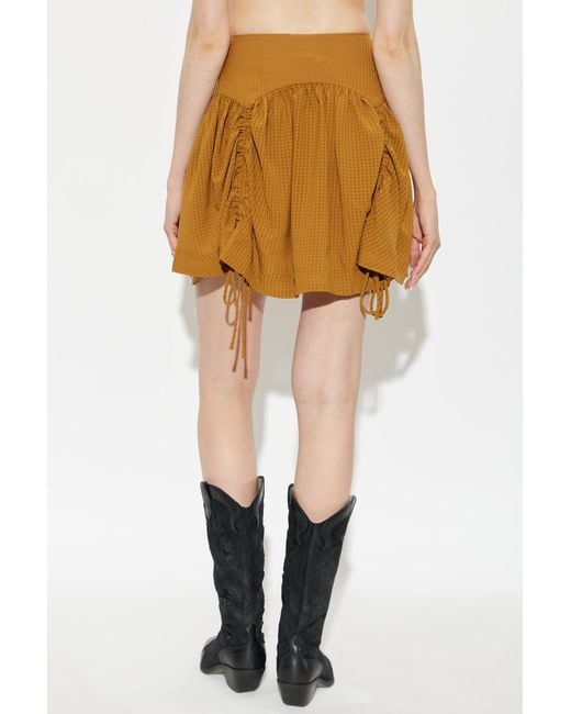 AllSaints Natural Pleated Midi Skirt