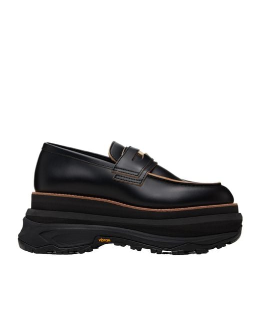 Sacai Black Platform Loafers for men