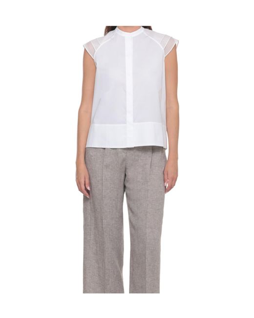 Peserico White Panelled Sleeveless Top