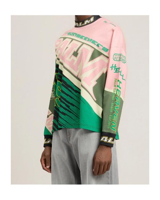 Palm Angels Green Long-Sleeve Graphic T-Shirt for men