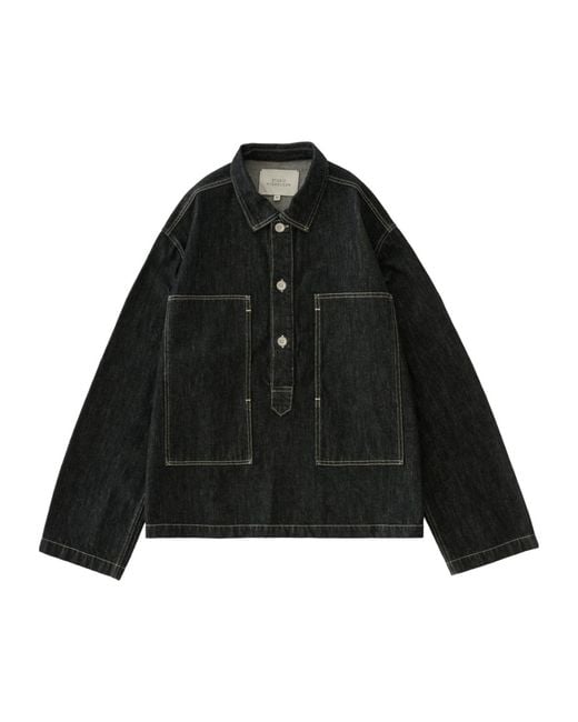 Studio Nicholson Black York Denim Polo Shirt for men