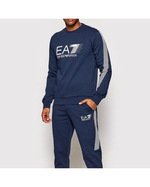 EA7 Blue Logo Long-Sleeved Sweater for men
