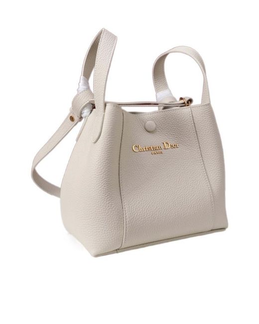 Dior White Small Signature Bucket Bag